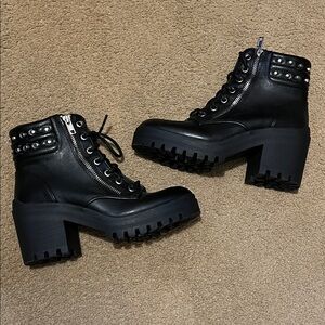 NOBO Black Studded Combat Boots